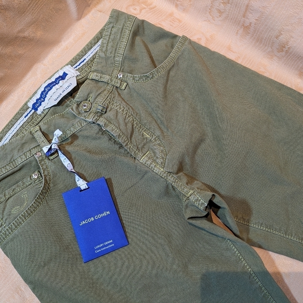 Jacob Cohen Olive Green Pants Slim Fit Size 30 | Made in Italy NWT